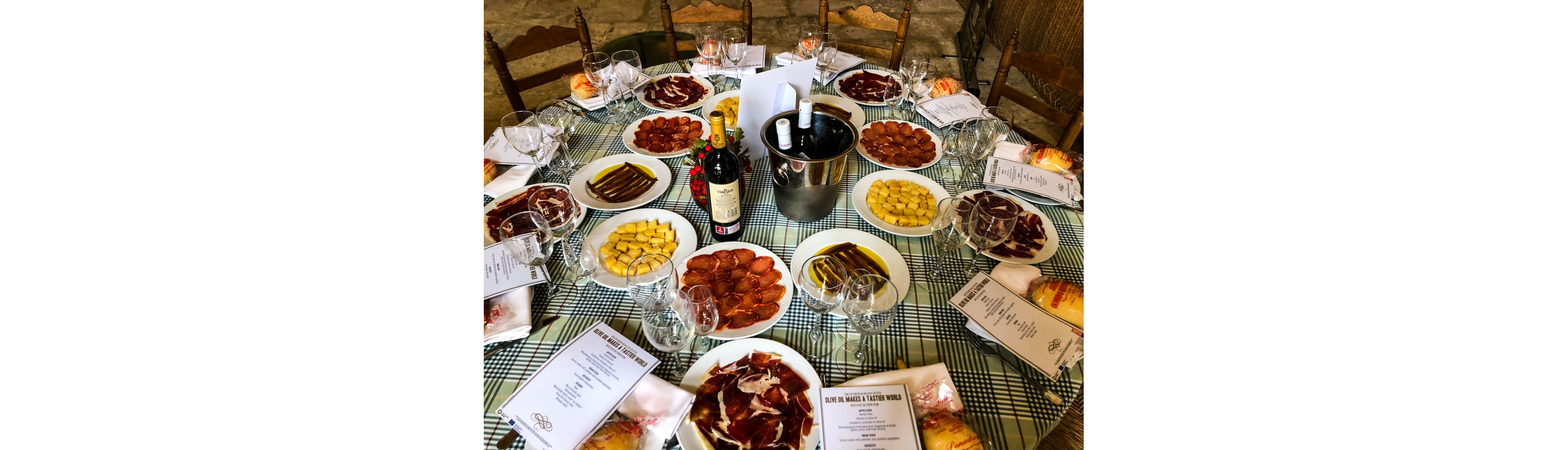 A table set with dishes.