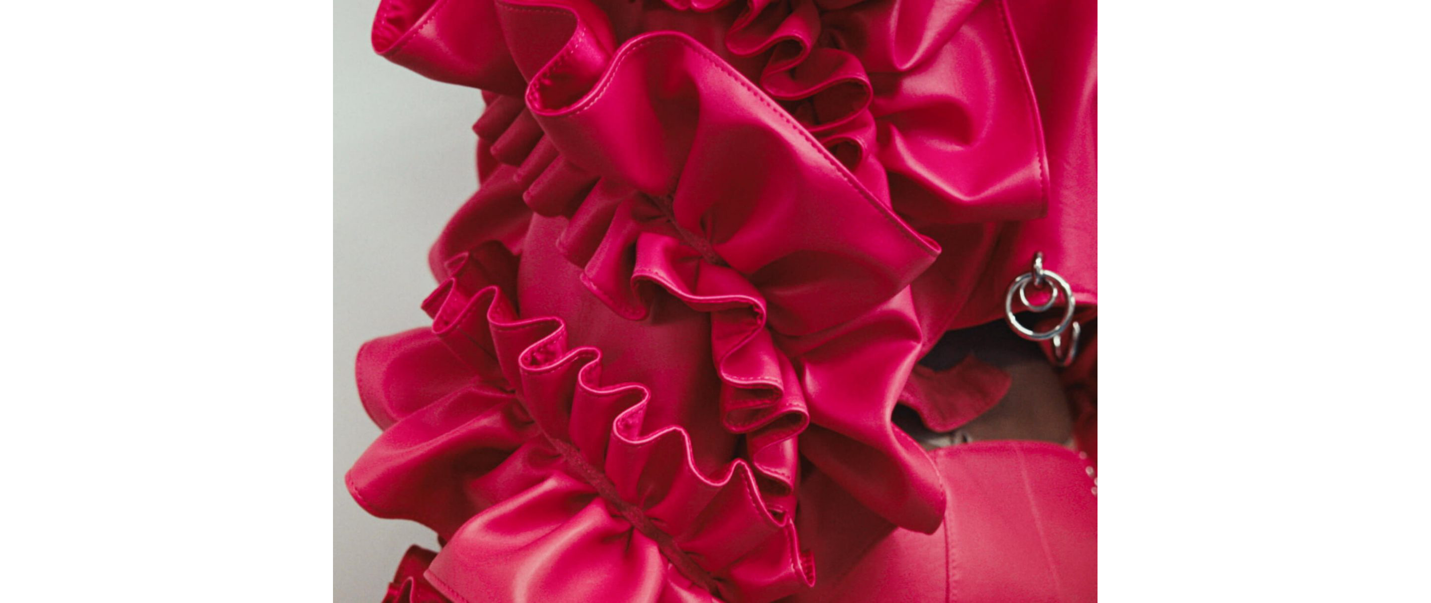 A close up of the ruffled details of Look Eleven.