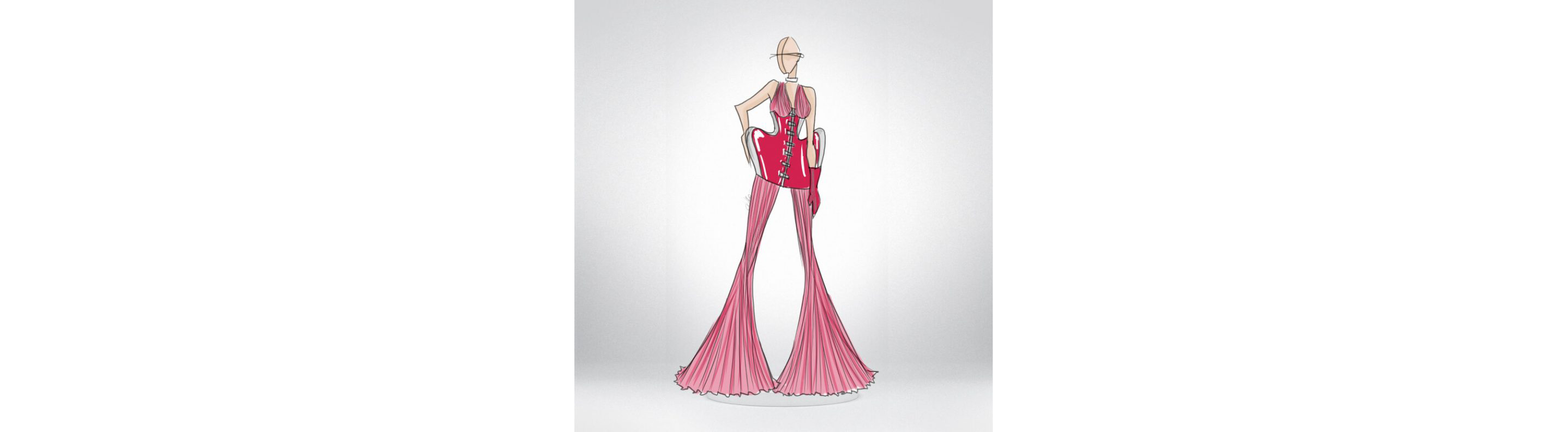 A sketch of one of Marta Del Rio’s Hibiscus Collection looks.