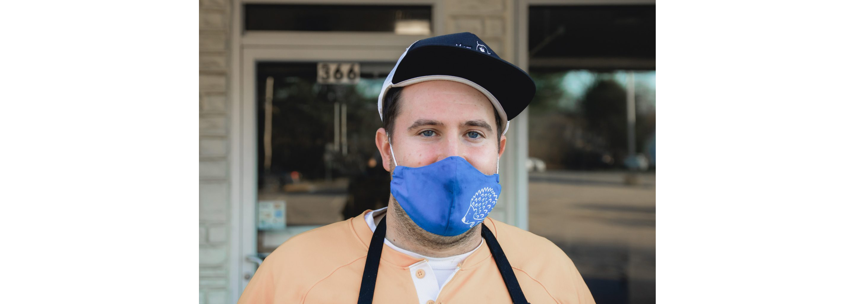 Avi Shemtov wearing a mask over his face.
