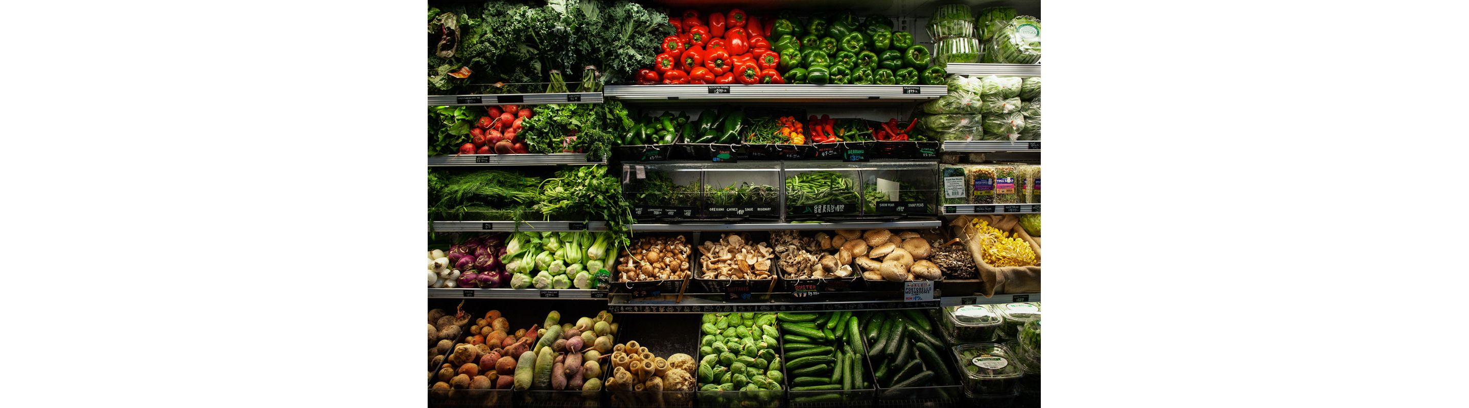 An abundance of produce neatly on display.