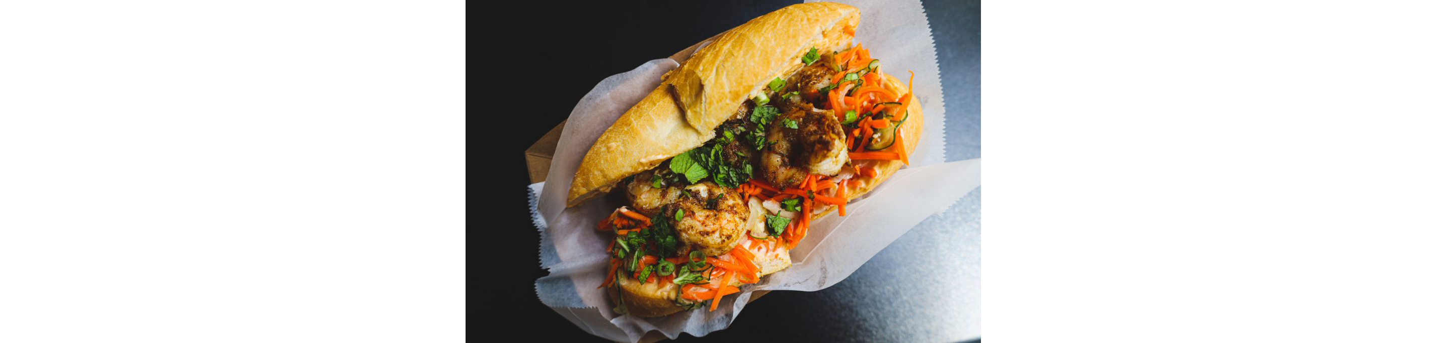 A shrimp po'boy sandwich.