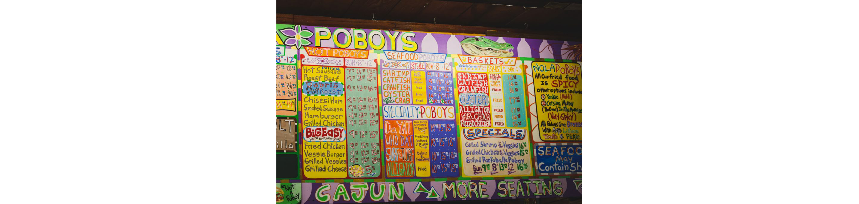 Nola Po'Boy's menu.