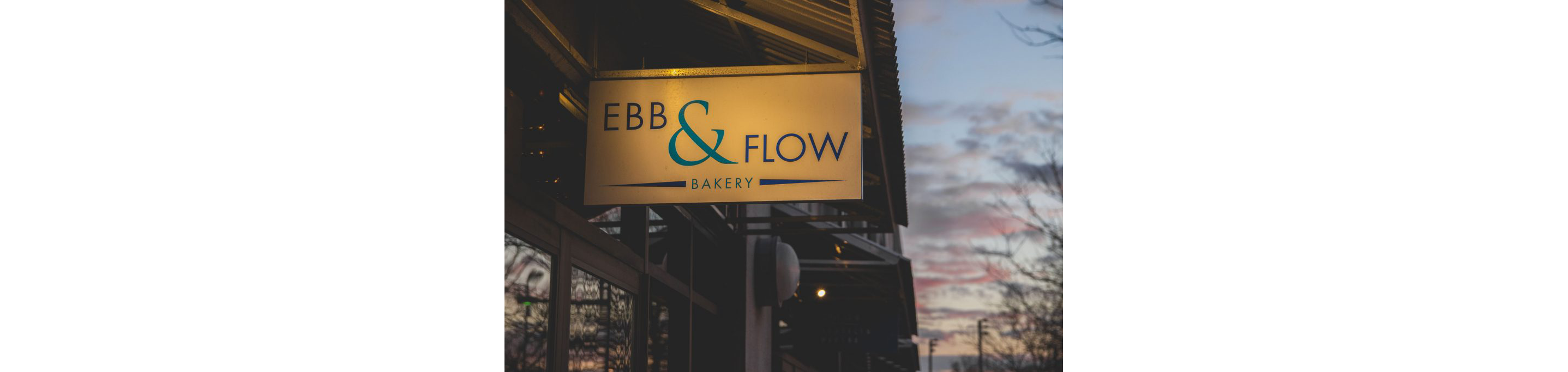 The sign for Ebb & Flow Bakery.
