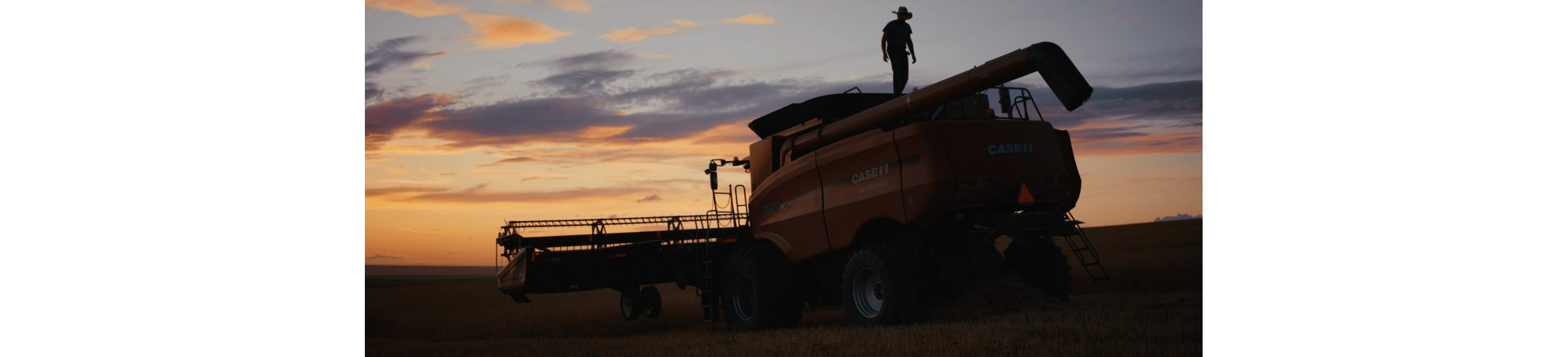 A harvester vehicle.