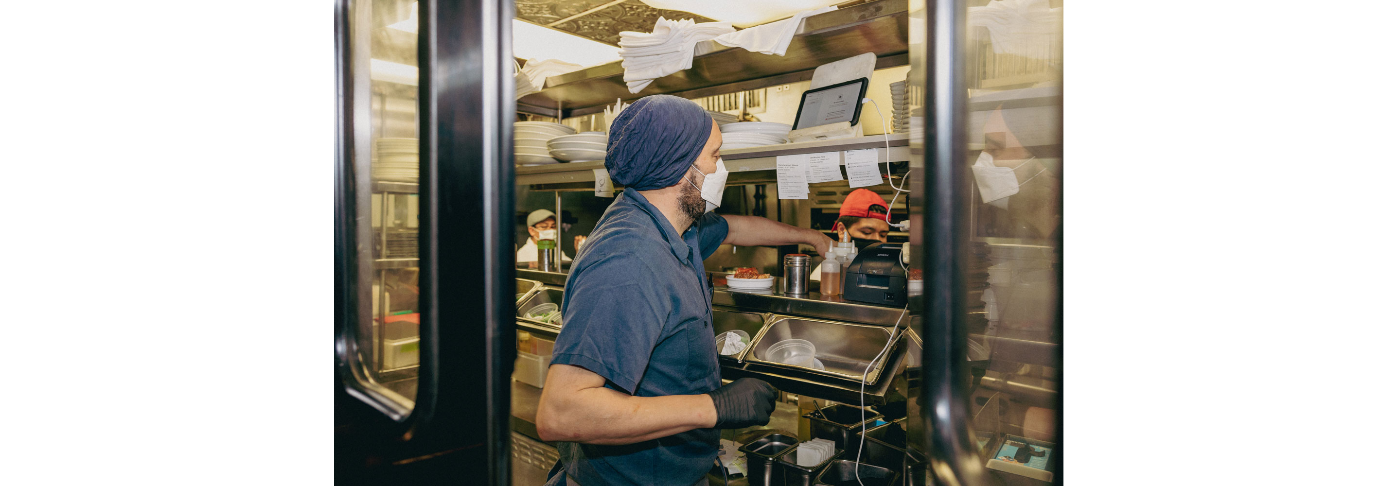 A chef working in the kitchen.