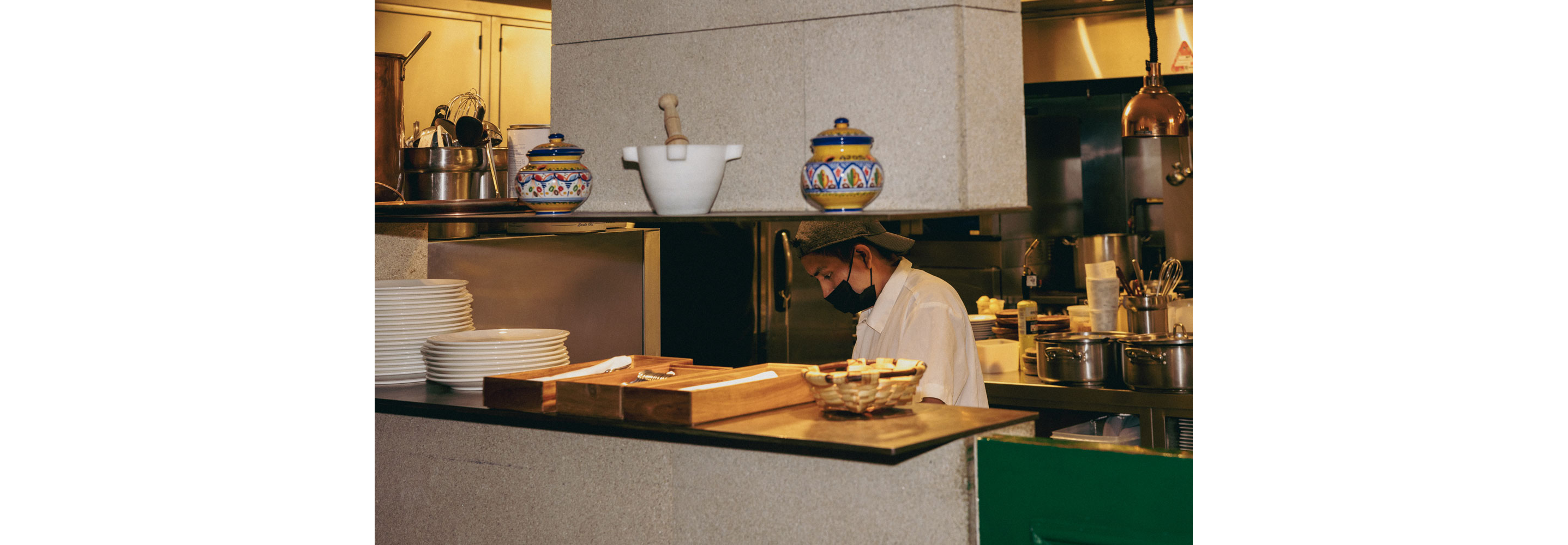 A chef working in the kitchen.