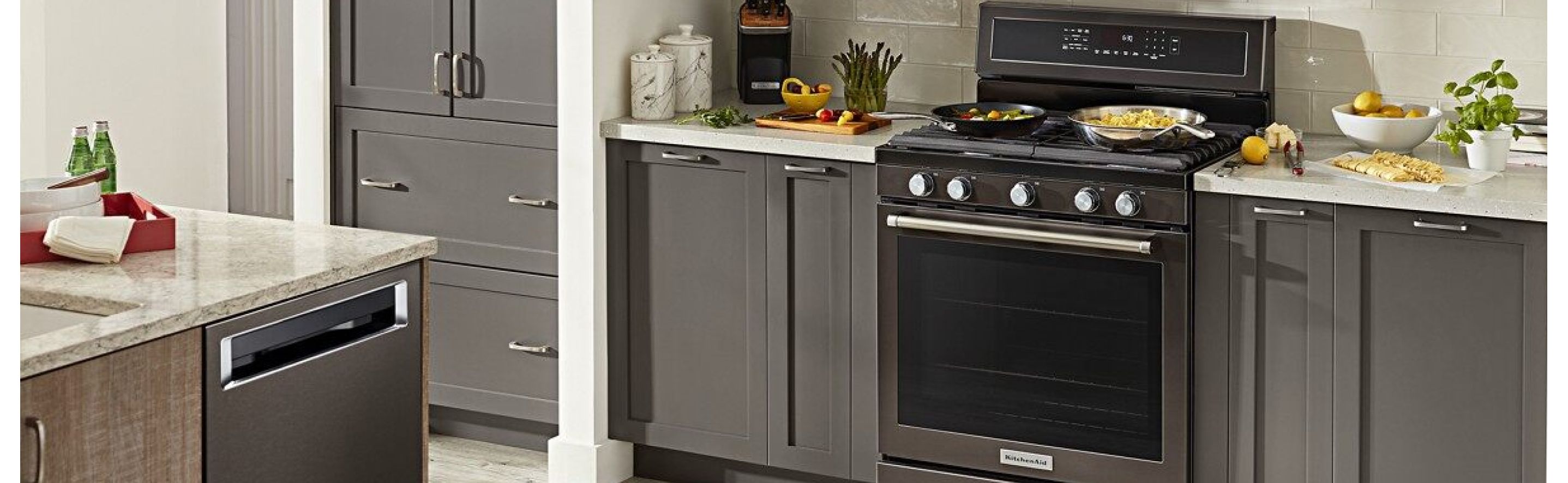 A KitchenAid® stainless steel range in a modern kitchen