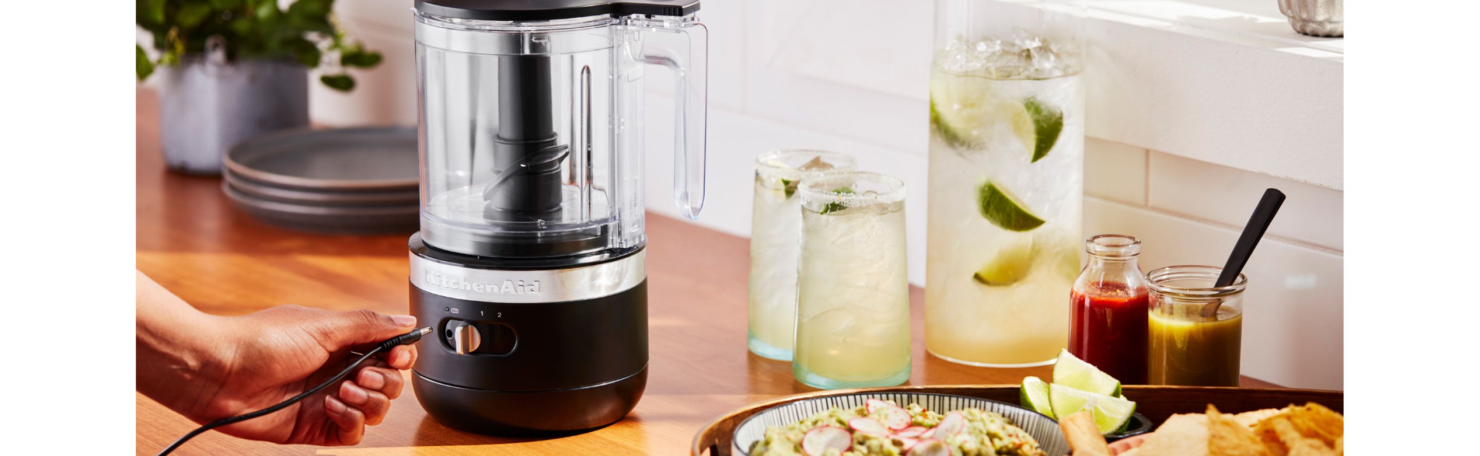 A KitchenAid® rechargeable food chopper in a modern kitchen