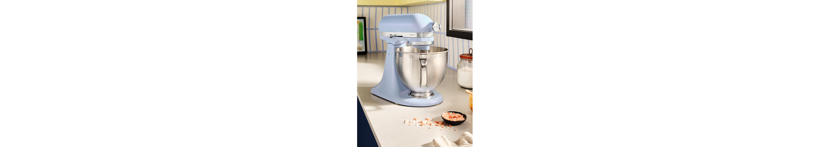A KitchenAid® Stand Mixer in Blue Salt.