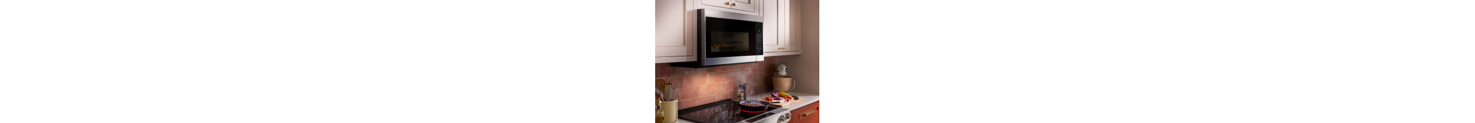 Over-the-range microwave above an electric range