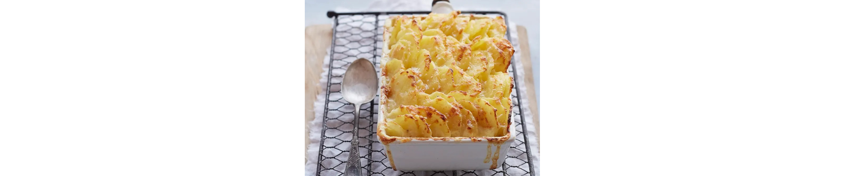 Potato gratin on cooling rack