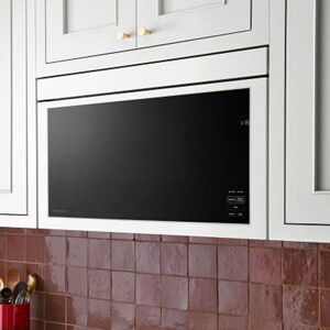 KitchenAid® microwave built into off-white cabinetry
