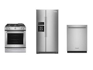 5 Burner Gas Convection Slide-In Range,&nbsp;22.6 cu ft. Counter-Depth Side-by-Side Refrigerator,&nbsp;360° Max Jets™ Third Rack Dishwasher&nbsp;