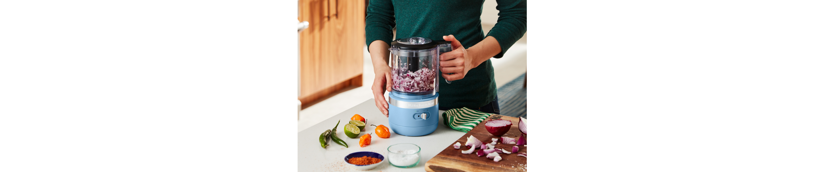 A cordless food chopper from KitchenAid brand.