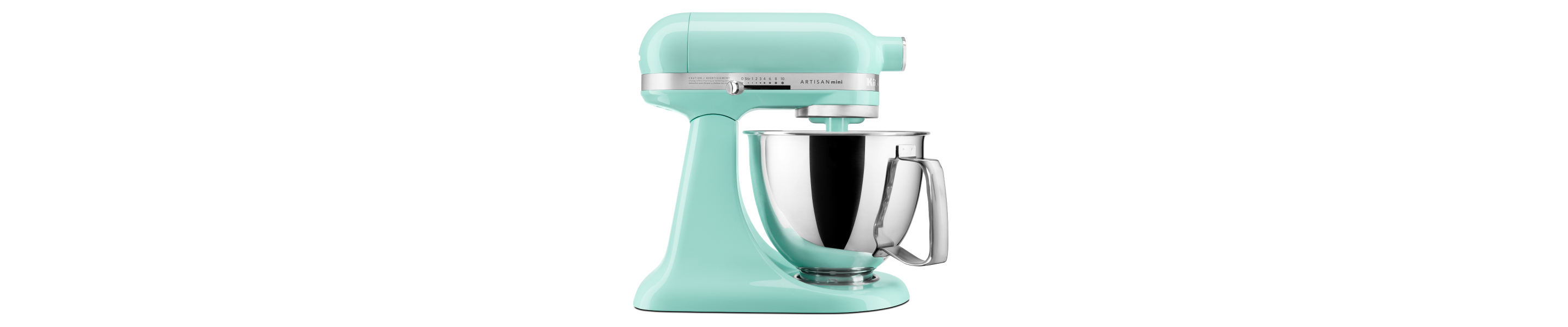 A teal KitchenAid® mini stand mixer.