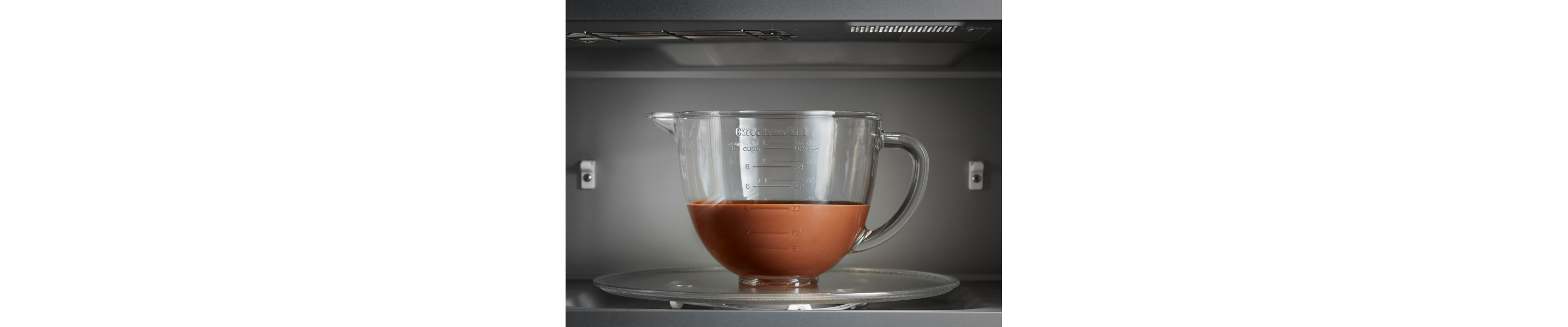 A glass bowl in the microwave