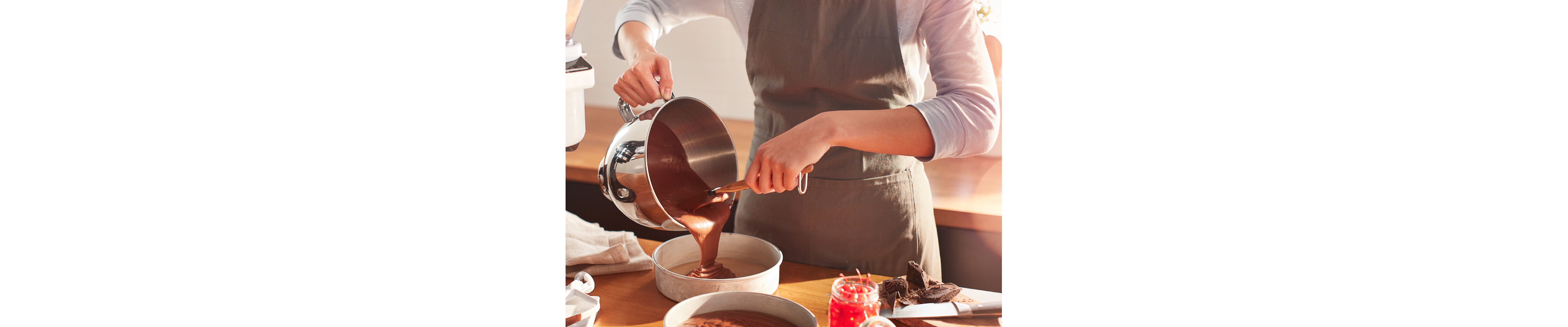 A stainless steel mixing bowl