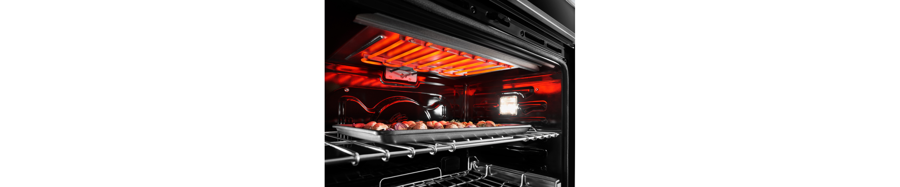 An active broil element broiling food 