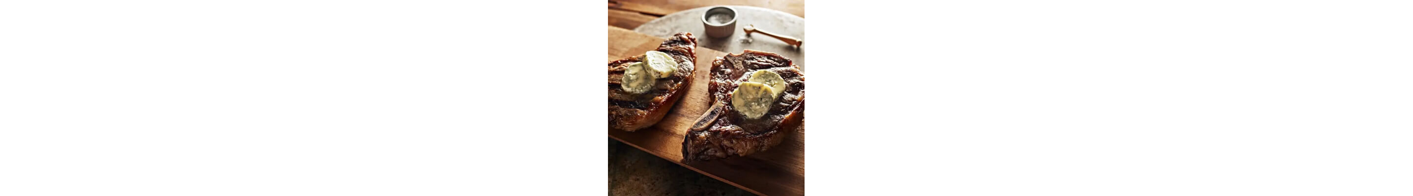 T-bone steaks with blue cheese butter
