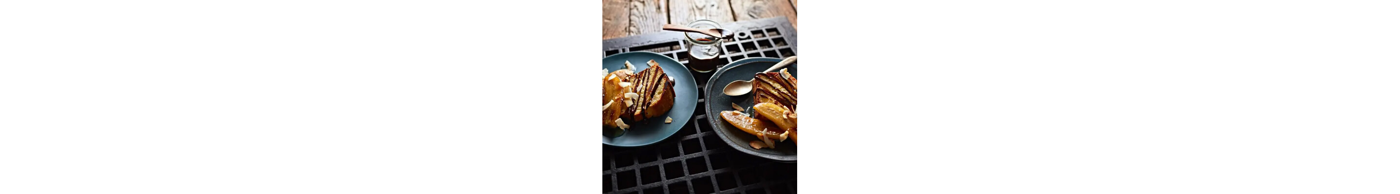 Grilled pound cake with caramelized banana