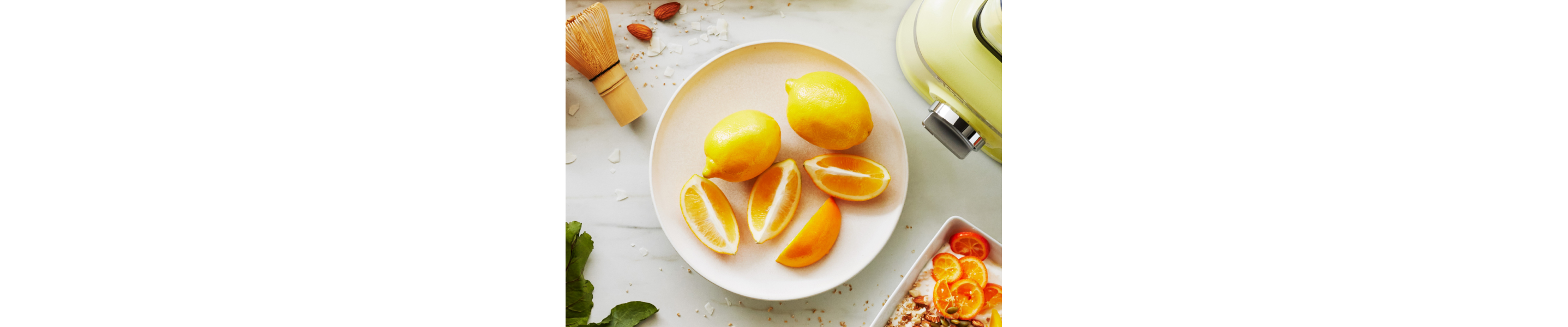 White plate with lemons