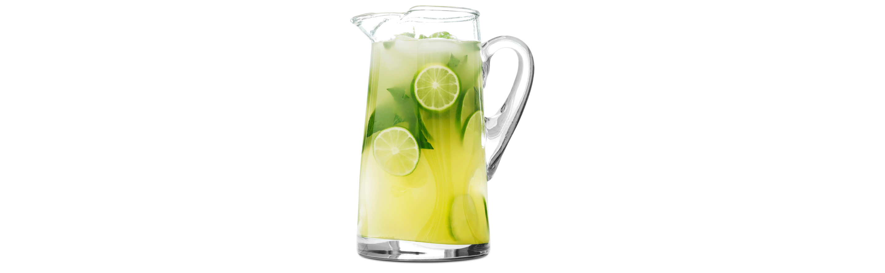 Pitcher of citrus and mint beverage 