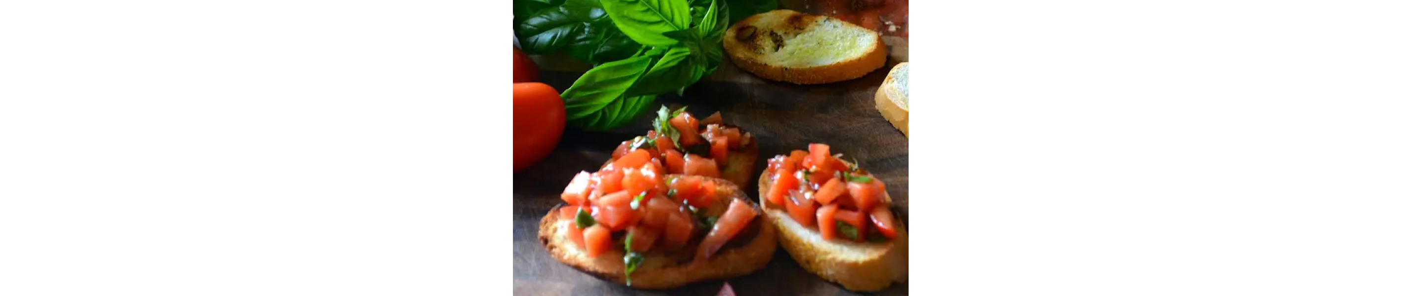 Freshly prepared bruschetta.
