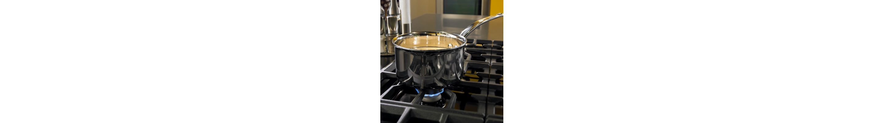 Saucepan on a gas cooktop