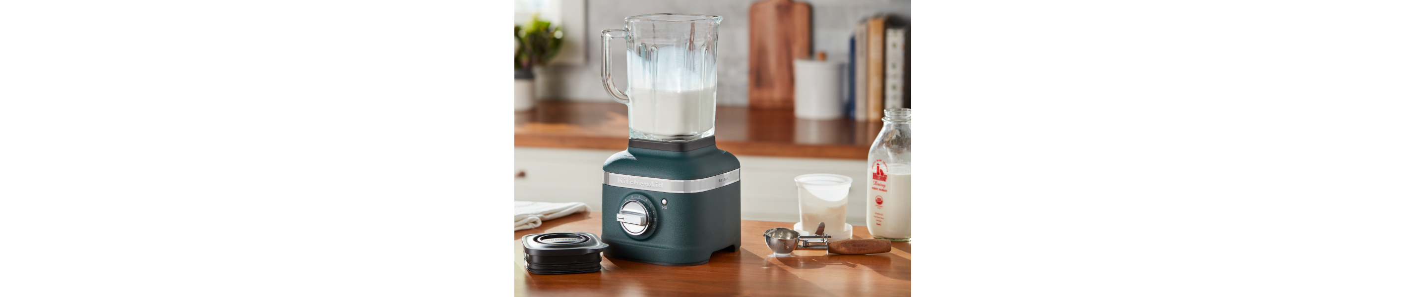 Vanilla protein shake in a KitchenAid® blender