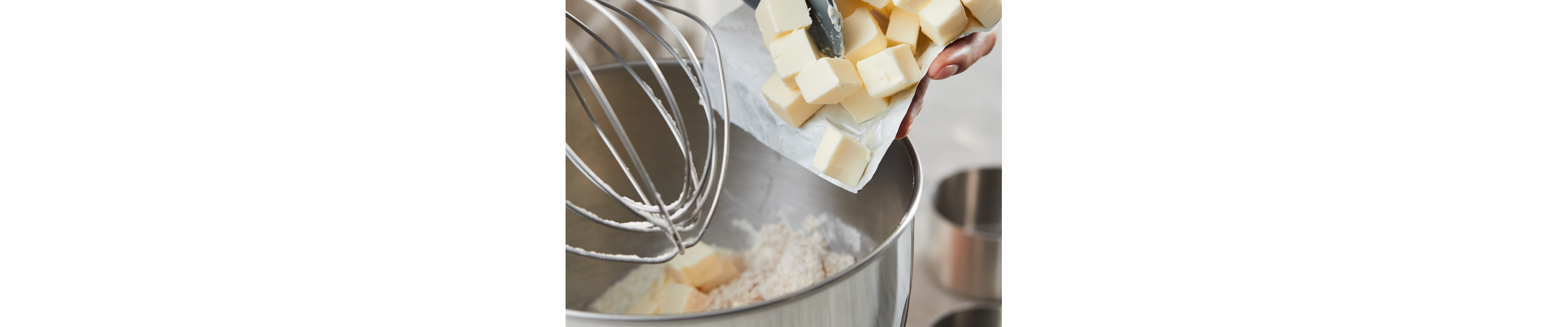 Butter in a stand mixer 