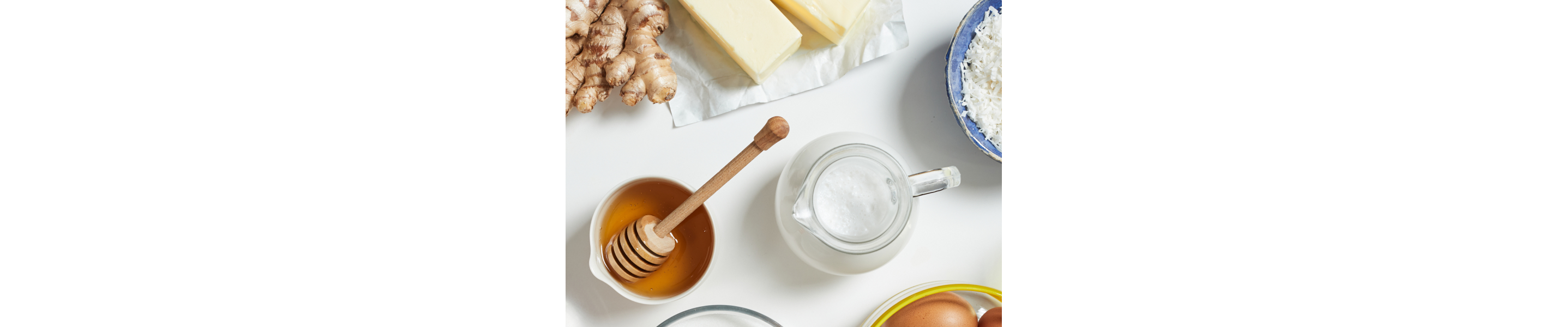 A series of rice pudding flavorings laid out