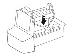 An illustration of the bail arm on an ice maker