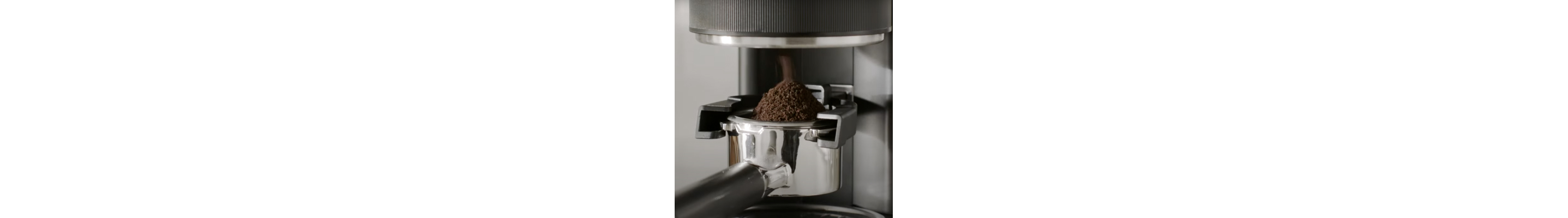 Ground beans inside an espresso maker