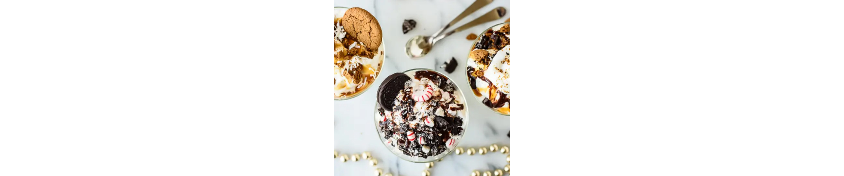Ice cream sundaes with various toppings