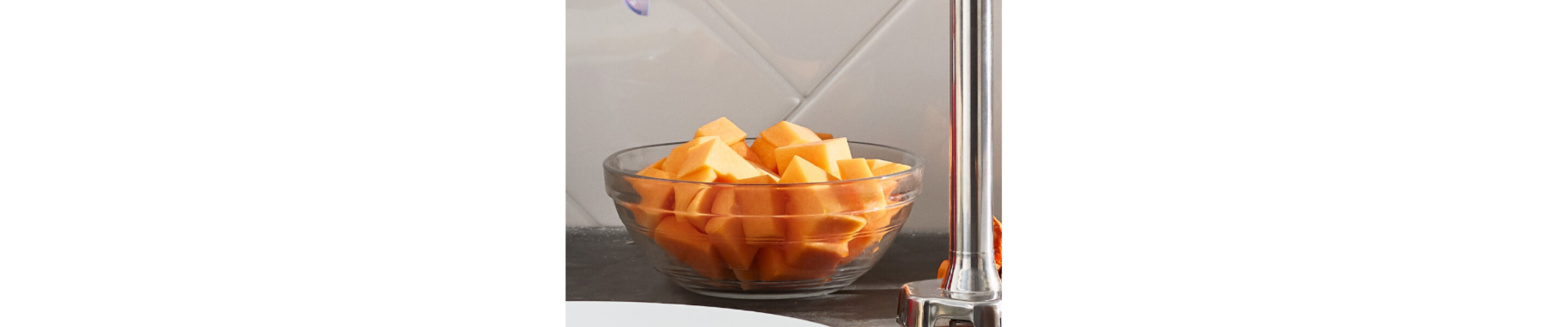 Bowl of peeled and cubed butternut squash