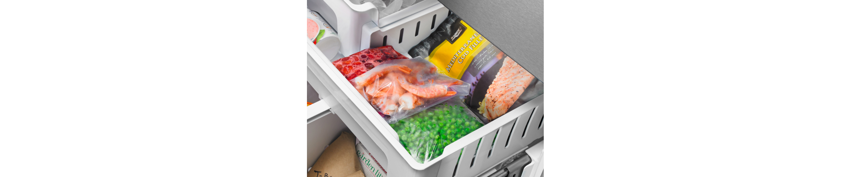 Packaged food in freezer