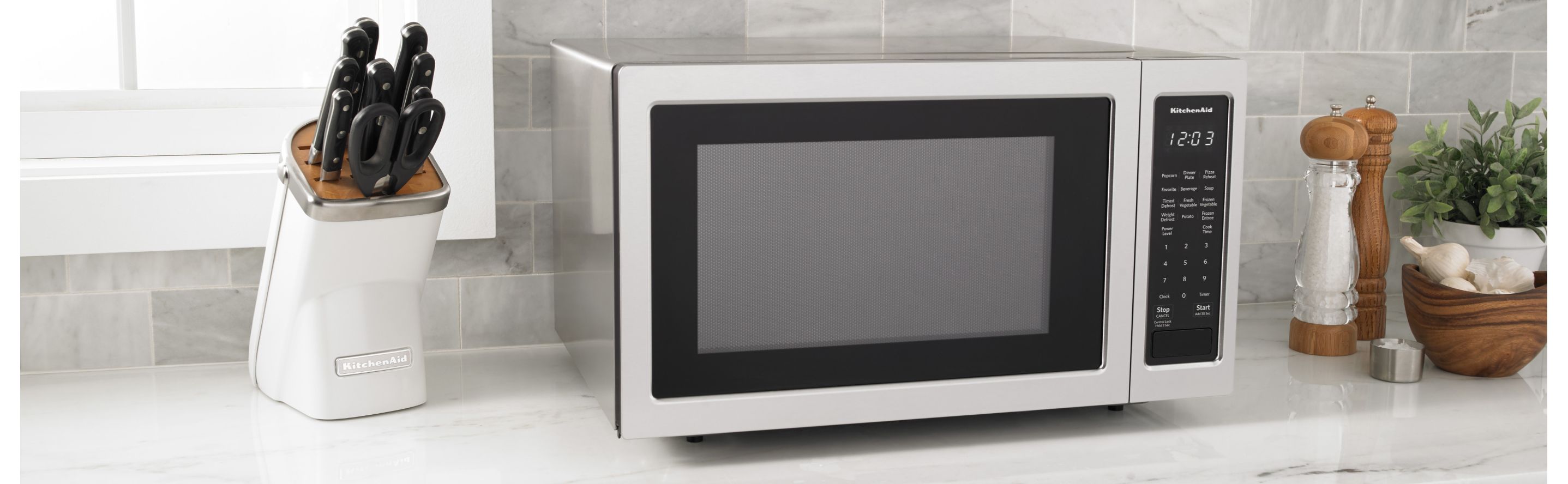 View of countertop KitchenAid® microwave