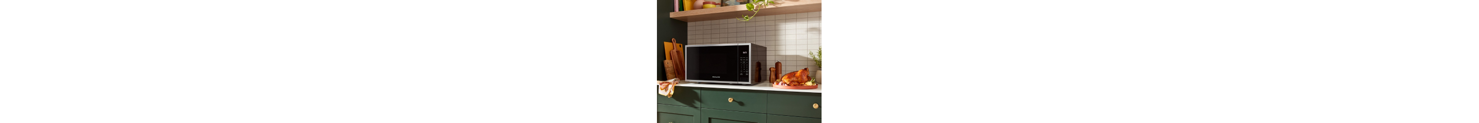 Countertop microwave in a stylish kitchen