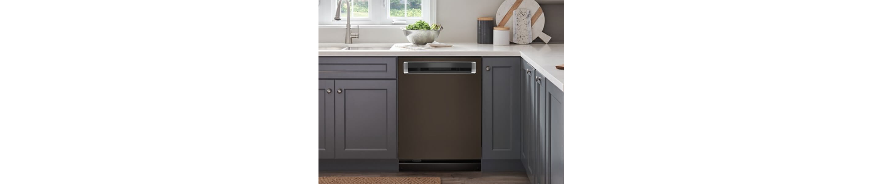A pocket handle dishwasher inside a modern kitchen