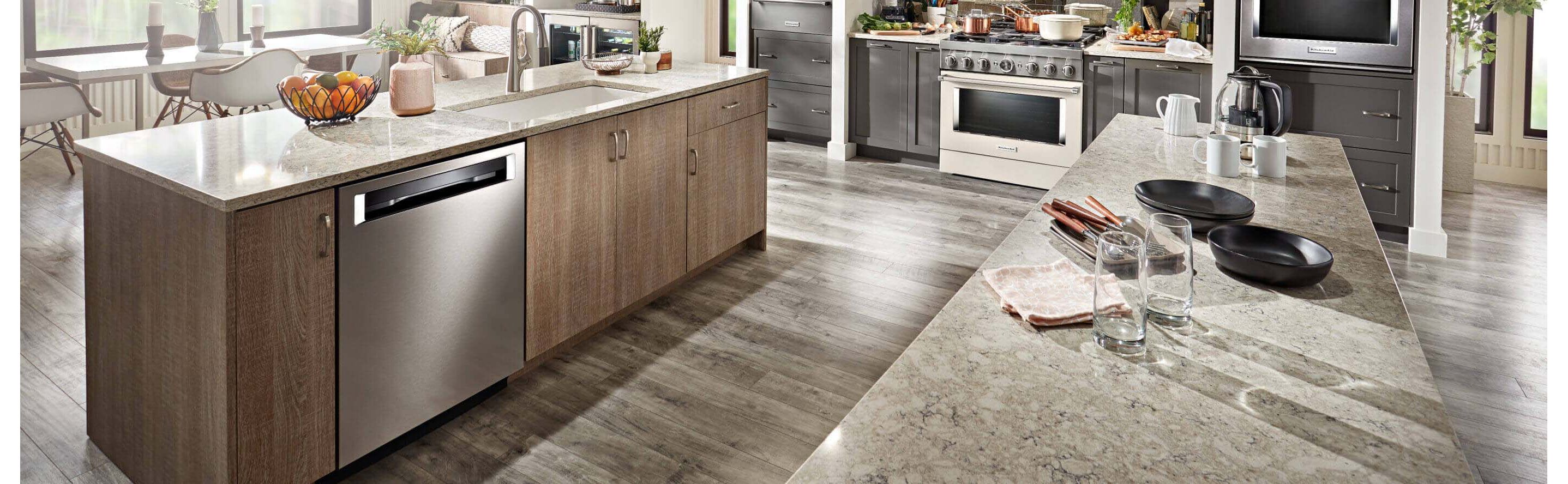 Modern kitchen with stainless steel appliances