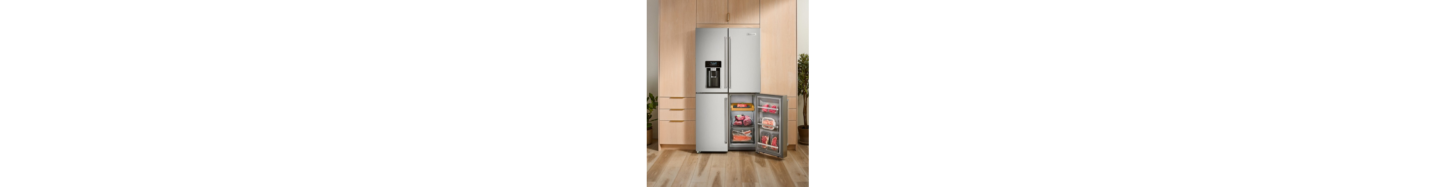 4-door refrigerator with bottom right door open