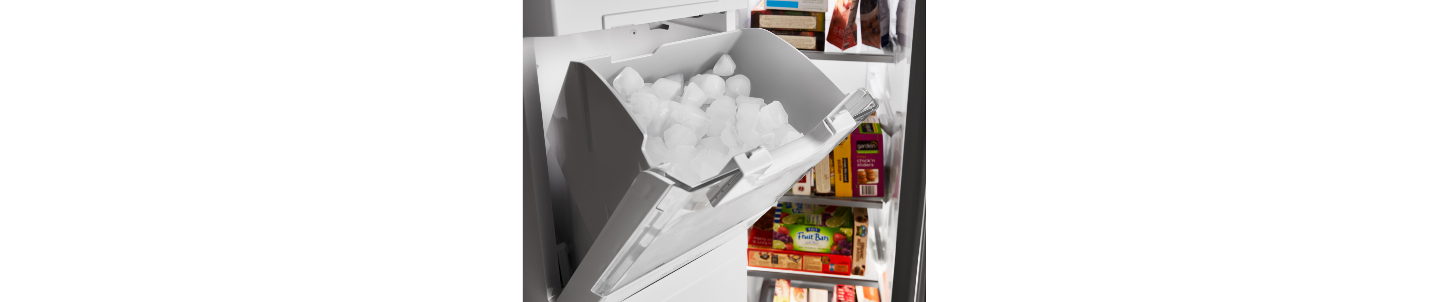 Indoor ice open in refrigerator
