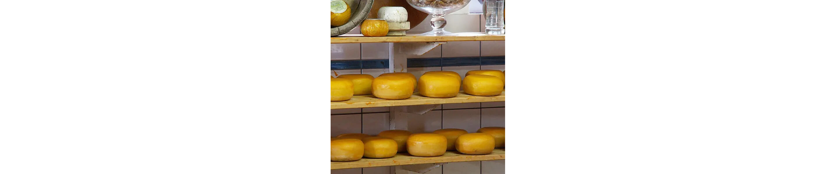 Edam on shelves