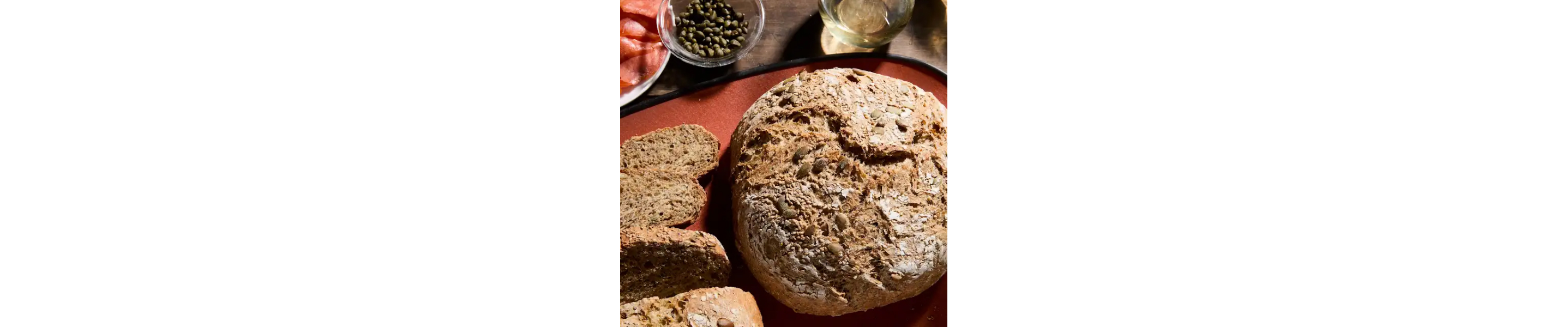 Whole grain bread on a plate.