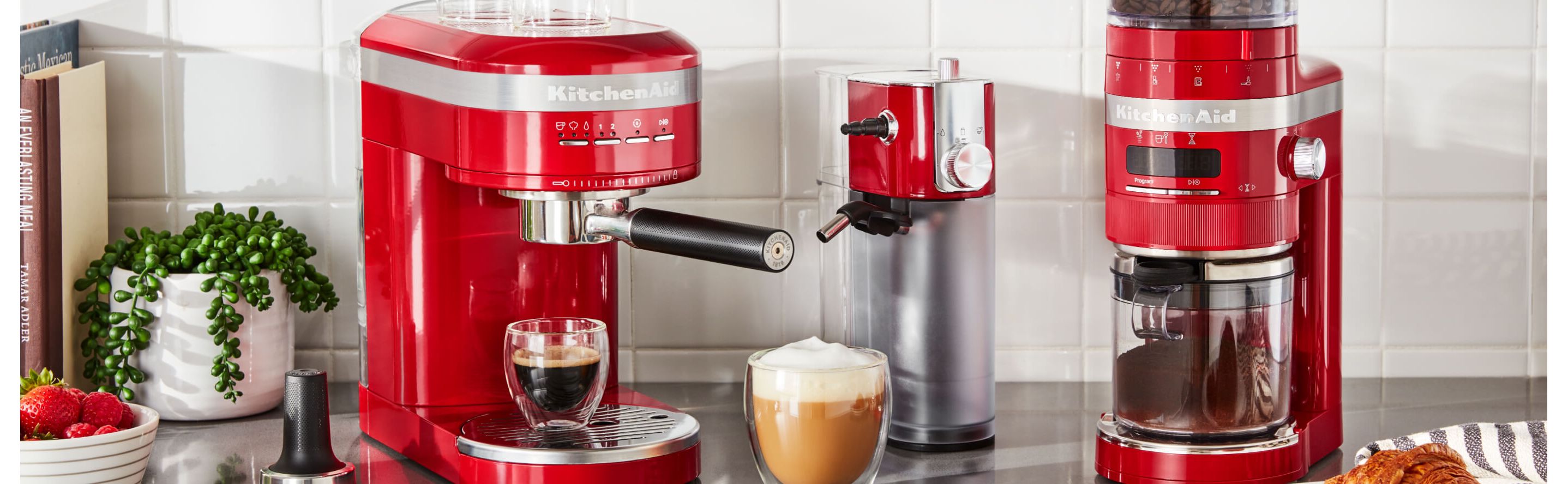 Red espresso appliances from KitchenAid brand