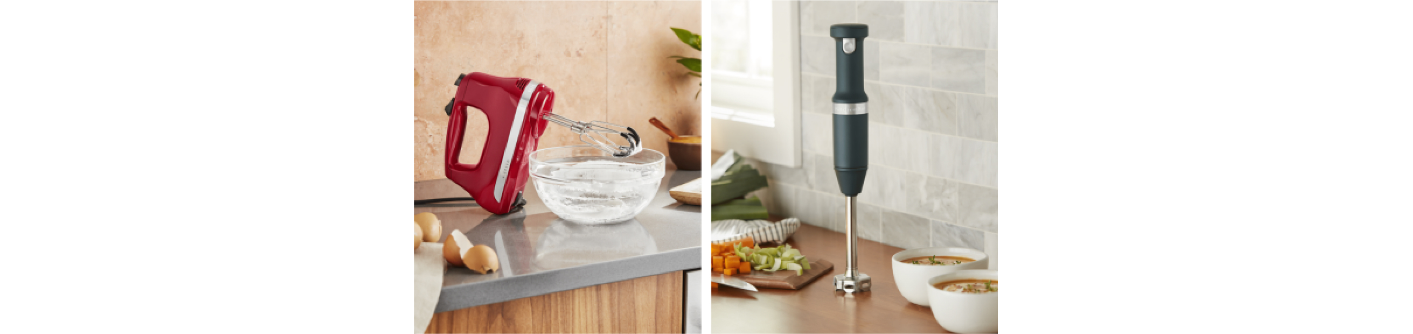 A hand mixer and a hand blender.