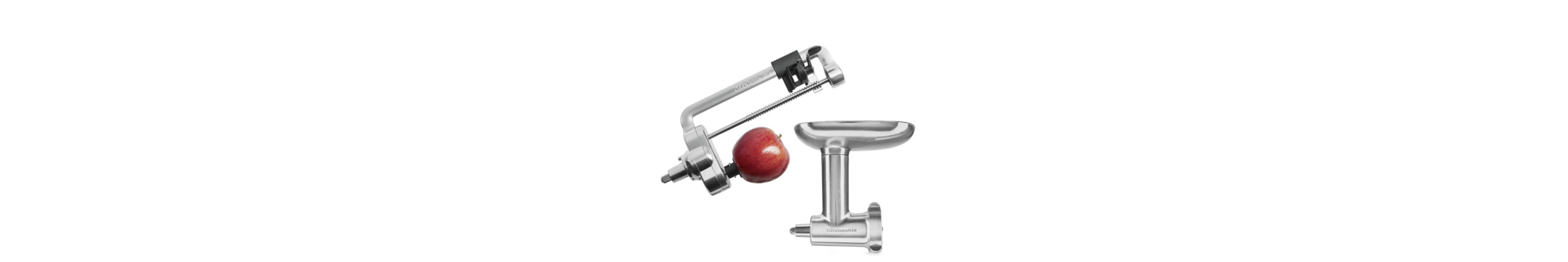 A 5 Blade Spiralizer With Peel, Core And Slice Plus Metal Food Grinder Attachment Bundle