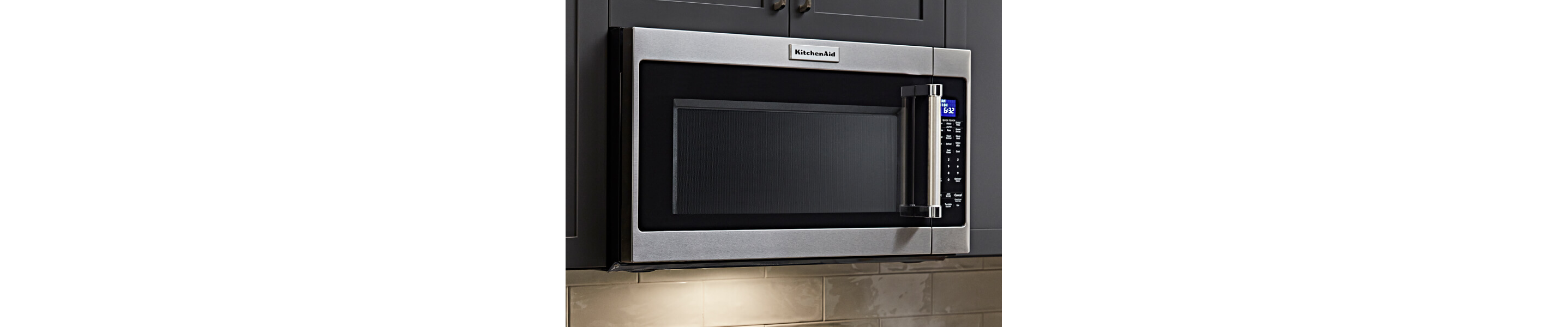 KitchenAid® over-the-range microwave in slate gray cabinetry