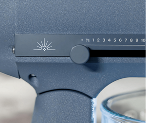 A closeup of controls on a KitchenAid® Design Series stand mixer